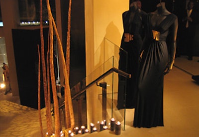 Angela Giannopoulos of SC3 Group lined the venue with petrified yucca roots and black candles.