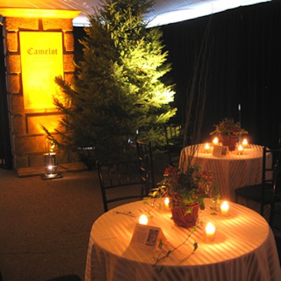 Audrey's Flowers provided caf? tables with dainty centerpieces, while Downtown Forest supplied lush evergreens.