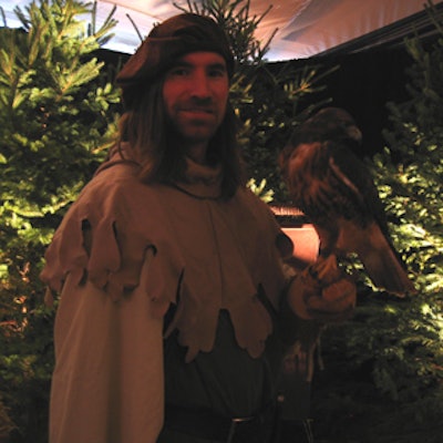 A falconer from Relevents posed for pictures.