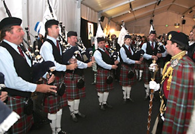 Bagpipers played for the crowd at Smashbox for the “Dressed to Kilt” event.