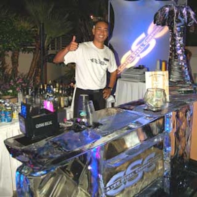 Ice Magic made an ice bar complete with an ice palm tree luge used to make 'Coated Steeltinis.'