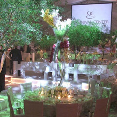 The parking lot's trees were incorporated into the design to bring a touch of nature to the room.