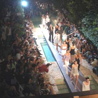 Fortrex created a runway over the pool at the Hotel Nash for JLo's Sweetface fashion show.