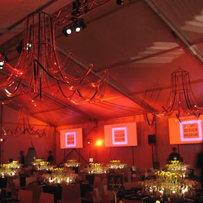 Unique chandeliers made from Slinkys dotted the tented dinner area at the National Design awards.