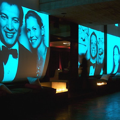 A high-tech photo booth from Mark Van S. projected images of the Whitney's high-society guests onto the venue's wall of windows.