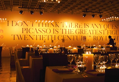 The dinner decor was largely focused on a series of quotes from American artists about Picasso.