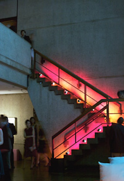 Guests descended down a flight of red-lit stairs to get to the after-party space.