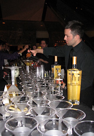 Guests lined up for Trump Vodka cocktails.