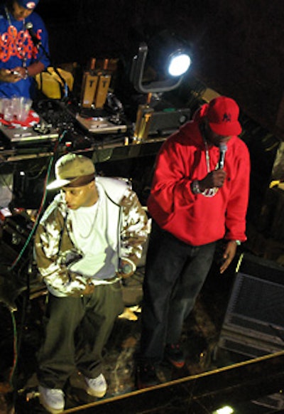 Busta Rhymes (right) entertained on a gilded staged.