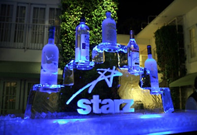 Sponsor Starz’s logo loomed large on an ice bar.