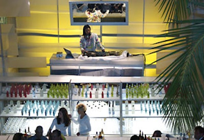DJ Steve Aoki spun from an elevated DJ booth.