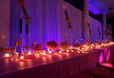David Tutera created three long communal tables that flanked the dance floor and provided a spot for cocktails, conversation, and dining.