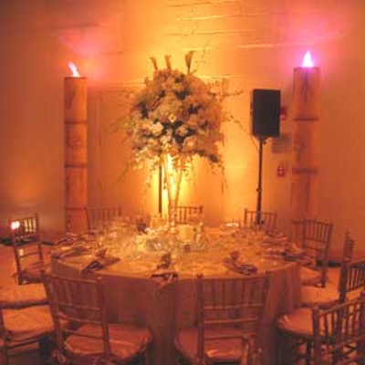 The Peacock Rehearsal Studio featured gold accented tables and (faux) flaming columns painted with hieroglyphics.