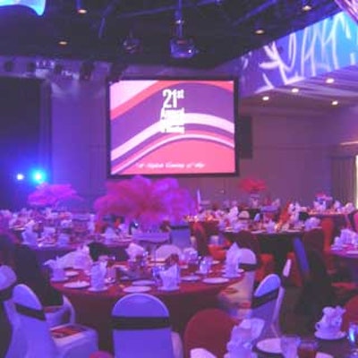 The tables and chairs, glammed-up by conceptBAIT, alternated between chocolate, pink, red, raspberry, and white colors.