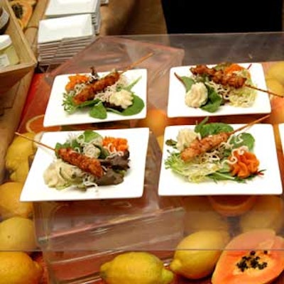 Catering by Les' grilled snapper yakatori with mango chutney, horseradish aioli, and Bernaise sauce sated guests.