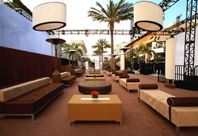 Rodeo Drive got furniture covered in chocolate- and caramel-colored suedes atop 28,000-square-feet of brown carpeting.