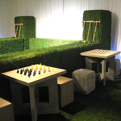 A games area featured chess, checkers, and croquet.