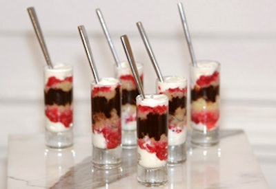 Creative Edge Parties served English trifles in shot glasses.
