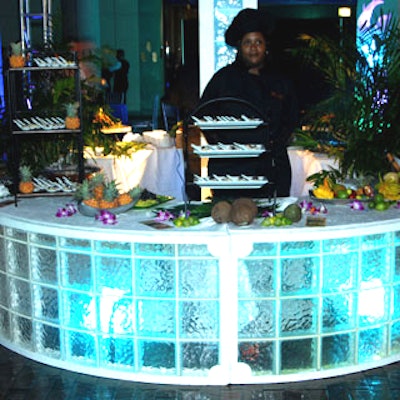 One of the chef-attended stations offered Florida alligator and rock shrimp ceviche with Key lime, coconut milk, and grilled pineapple.