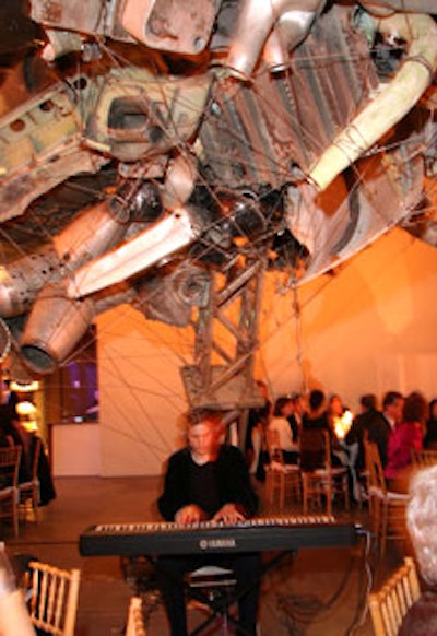 Joachim Junghanss performed Peter Coffin's 'Untitled (Light Organ)' piece amid Nancy Rubins' installation.