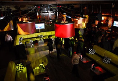 Colorful chandelier wraps dressed up the existing overhead lighting.