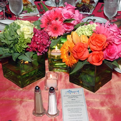 A floral cluster added a punch of color to the tables.