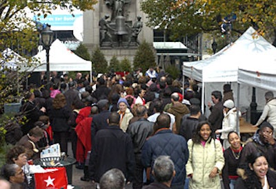 Thousands of people strolled through the Winter Wonderland setup in Herald Square.
