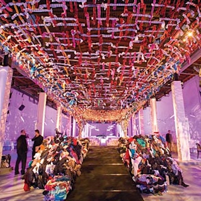 The party for MOCA’s “Skin & Bones” show featured decor made from recycled clothing.