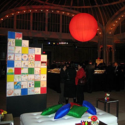 The children’s artwork inspired the event’s bright, primary-hued color scheme.