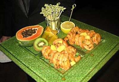 Abigail Kirsch’s passed hors d’ouvres included citrus-marinated shrimp.
