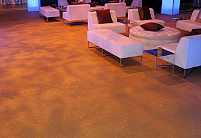 Glittering gold carpet from Italy filled the main lounge and bar area.