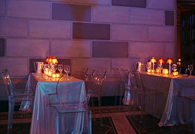 Portions of the hall’s main room featured rows of rectangular tables that radiated from the curved walls, giving the space supper club feel.