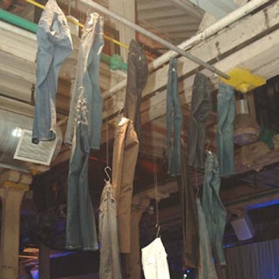 Jeans from Hudson hung from the ceiling.