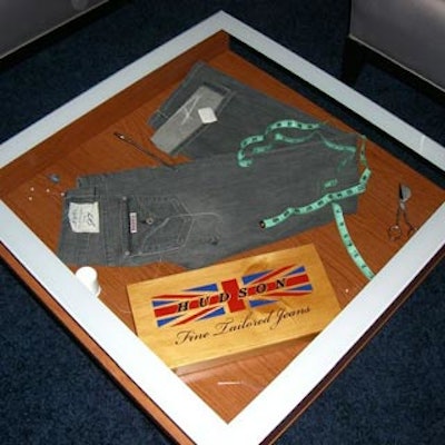 Displays showcased the jeans up for auction.