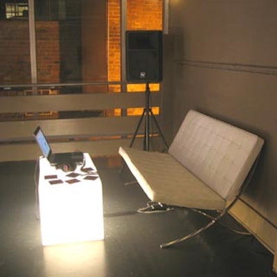 White-lit cube tables jazzed up the music listening lounges.