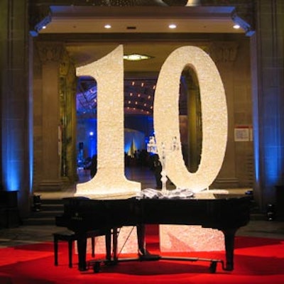 A massive shimmering white number 10 from adorned the entrance to the Royal Ontario Museum for Canfar's 10th anniversary Bloor Street Entertains fund-raiser.