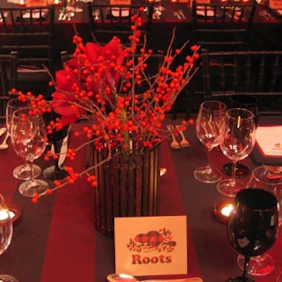 Fiori Floral Designs topped the tables at Roots with berry and twig centrepieces.