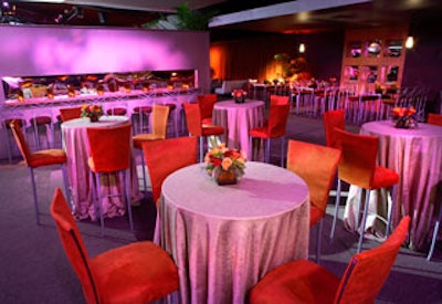 Craig Waldman of 15/40 Productions scattered tables throughout the space to accommodate the 1,500 guests and discourage people from crowding around the bar.