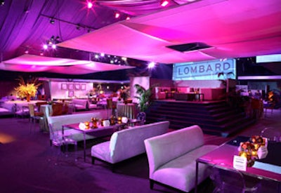 White ultrasuede sofas and mirror-topped tables were reserved for donors.
