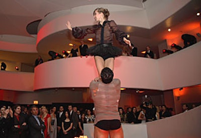 Performances by the Cedar Lake Contemporary Ballet started on the first floor of the museum, then moved onto smaller stages on the ground floor and eventually into the crowd.