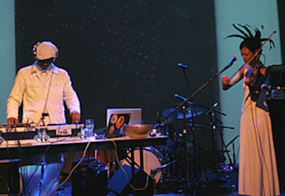 Among the numerous forms of entertainment, DJ Spooky and electric violinist Bora Yoon performed during the party.