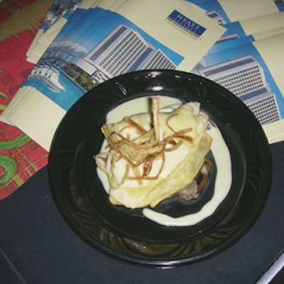 Executive chef Michael Morris of the Hyatt Regency Miami plated wild mushroom crepes topped with crispy leeks and a rich chardonnay sauce.