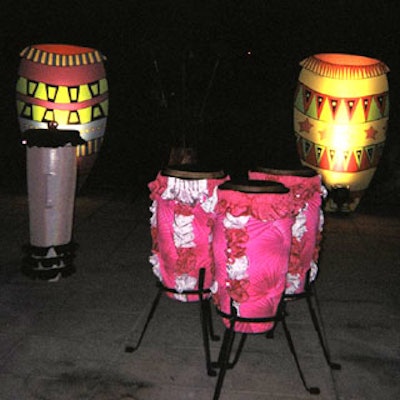 Congas of various sizes and colors had equally different functions from tables to instruments.
