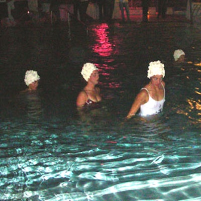 Mid-event, an all-female troupe of synchronized swimmers entertained the crowd from the confines of the Ritz-Carlton, South Beach pool.