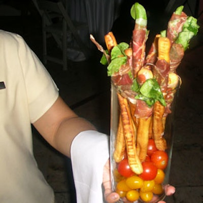 This caprese brochette was one of the six prepared by the Ritz Carlton.