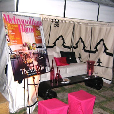 Metropolitan Home magazine set up a cozy Moroccan-inspired spot for guest to relax.