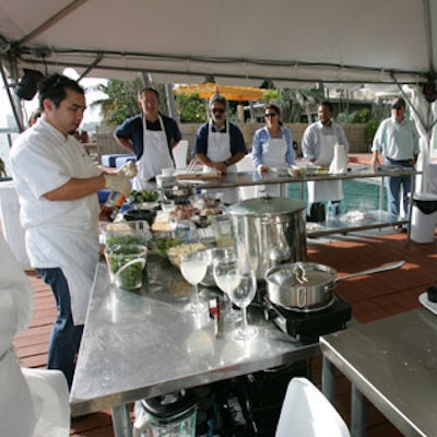 Adjacent to the pool, executive Chef Michael Bloise of Wish demonstrated how to prepare summer rolls.