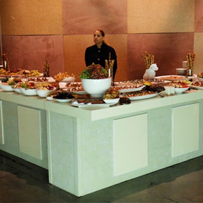 The food stations were brimming with an array of hors d'oeuvres to keep guests satiated.