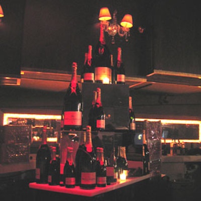 Bottles of bubbly were used as decoration.