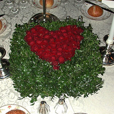 Floralia's heart-shaped centerpieces reminded guests of the events' Have a Heart theme.